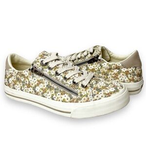Taos Z Soul Lace-Up Sneakers 8 neutral floral side zip active comfort shoes boho